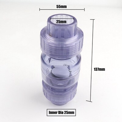 1pc Inner Dia 25mm 32mm Check Valve Transparent UPVC Flip Pl