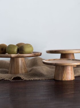 Japan Style High Stand Wooden Cake Plate Creative Food Servi