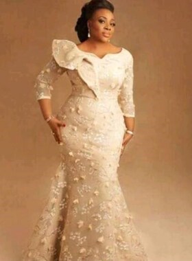 South African Evening Dresses Mermaid V-neck 3/4 Sleeves Tul