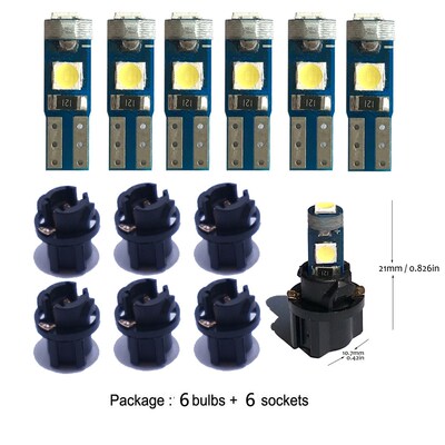6pcs x T5 LED Light Mini Wedge Bulb PC74 Lamp Car Replacemen
