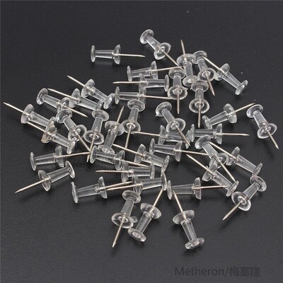 *40Pcs Clear Push Pins Drawing Pins Notice Cork Board Pins T