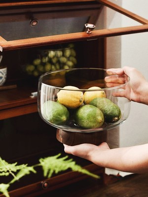 Fruit bowl sitting room household glass tea table high candy