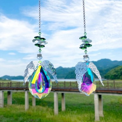 Crystal Angel Wing Prisms Hanging Rainbow Chaser Lighting Pe