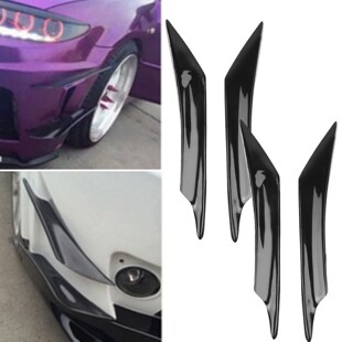 4pcs Black Car Front Bumper Lip Splitter Fin Air trim Univer