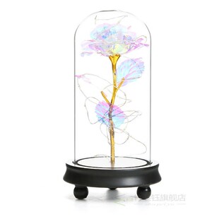 Gift For Girlfriend Hot Red Rose Flower In Glass Dome Woode