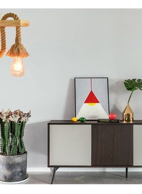 Industrial Wood Wall Lamp Hemp Rope Wall Lights Vintage Vani