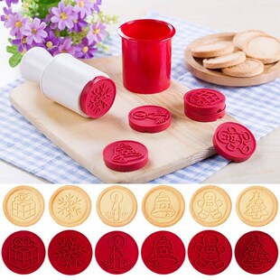 Silicone Christmas Cookie Stamp Set Round Cookies Embossing