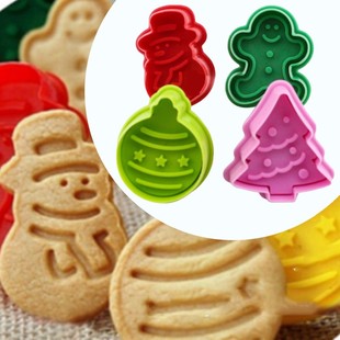 4 PCS DIY Cookies Cutter Christmas Tree Snowman Gingerbread
