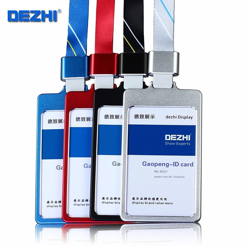 High Gloss Business ID Card Holder with 1.5cm Neck Strap,Met