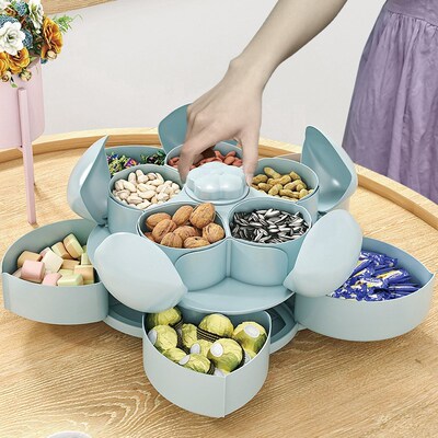 Petal-Shape Rotating Candy Box Snack Nut Box Flower Candy Fr