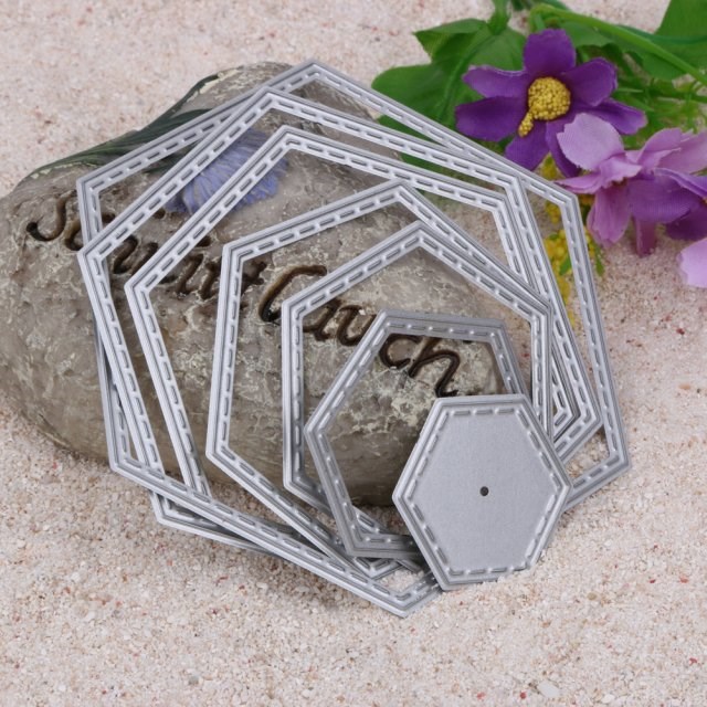 7Pcs/set Hexagon Spiral Die Cuts for DIY Scrapbooking Emboss