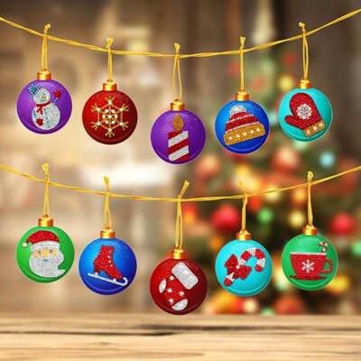 10pcs DIY Diamond Painting Merry Christmas Xmas Tree Hanging