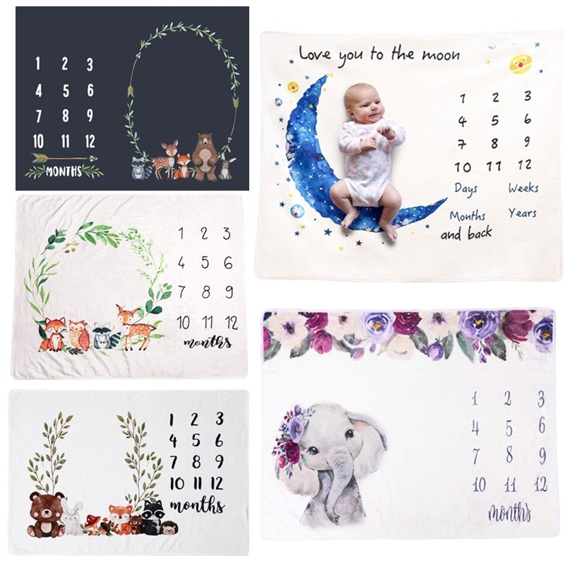 Flannel Baby Milestone Blanket Newborn Photo Shooting  Backg