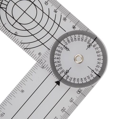 1PC Professional cm/inch Multi-Ruler 360 Degree Goniometer A