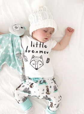0-2Y Summer Baby Boy Clothes Set Newborn Little Dreamer Anim
