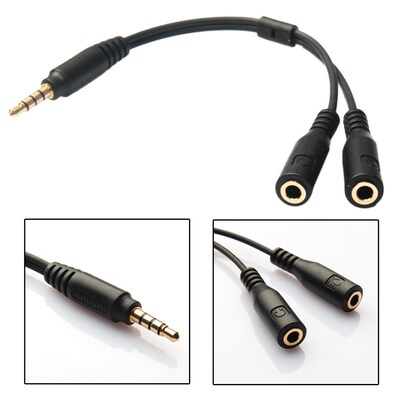 3.5mm AUX Mic Headset Splitter Adapter Cable 1 TRRS Male to
