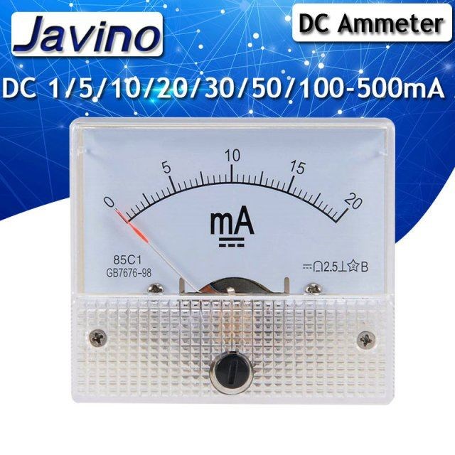 85C1-mA DC Analog Current Meter Panel Meter Gauge 1/5/10/20/