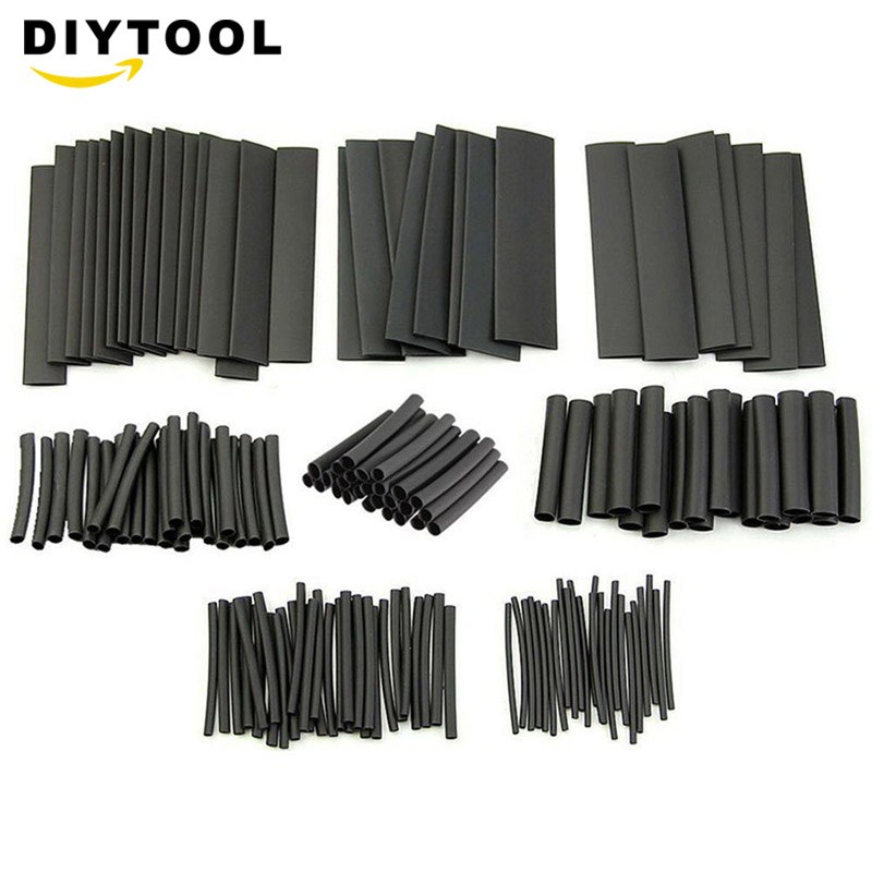 127pcs/lot Heat Shrink Tubing 21 Black Tube Car Cable Sleev