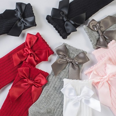Baby Socks Toddlers Girls Big Bow Knee High Long Cotton Soft