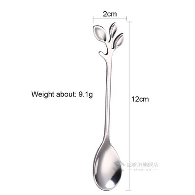 2 Colors Stainless Steel Leaves Spoon k Spoon Coffee Tea Spo