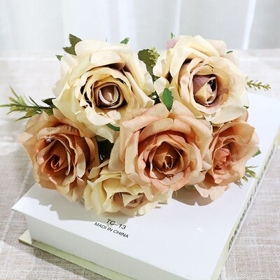 Red Silk Roses Artificial Flowers Large Wedding Flowers Cent