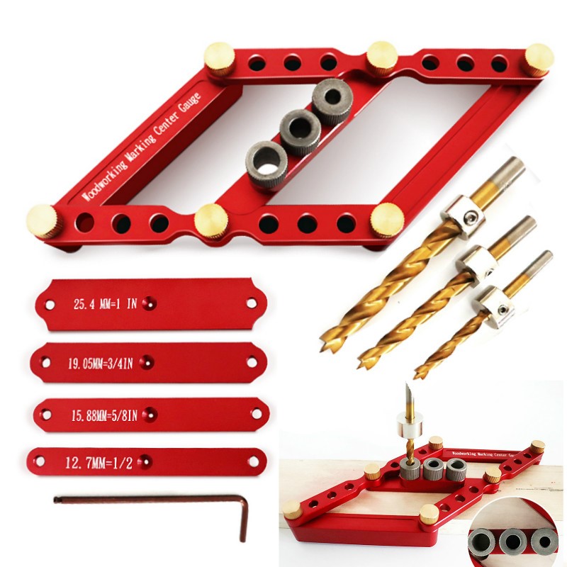 3-in-1 Center Drill Puncher Scriber Round Dowel Puncher Jig