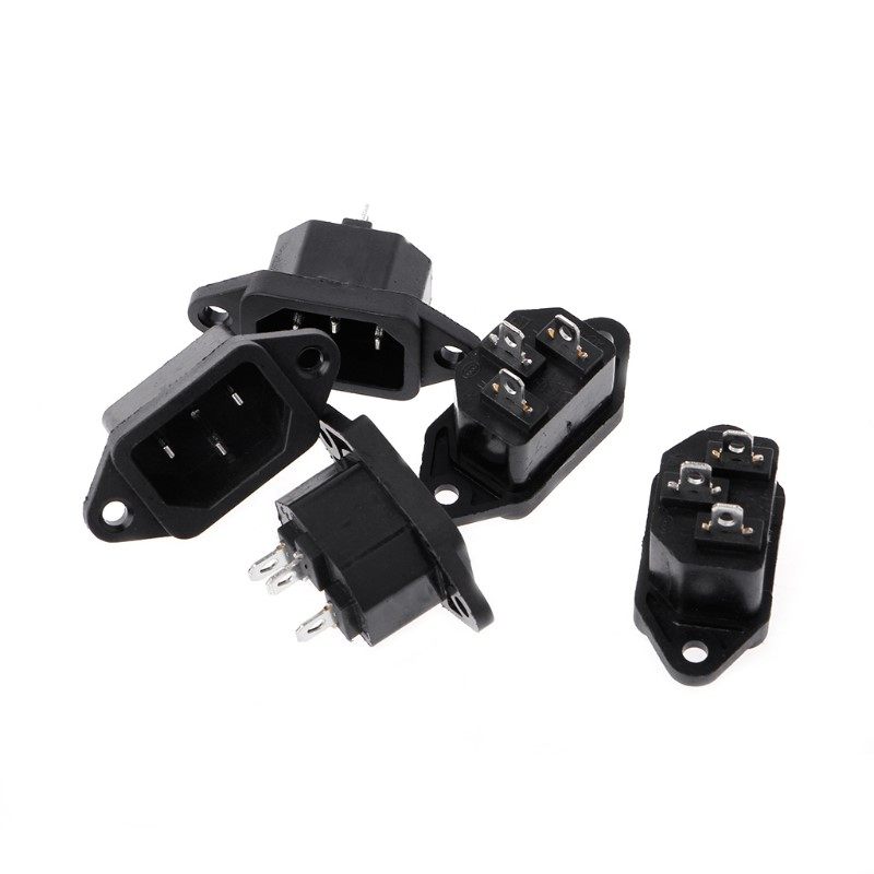 5 pcs/set 3p iec 320 c14 male plug panel power inlet sockets