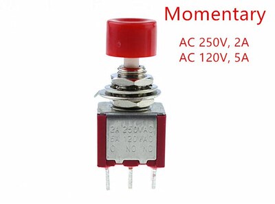 AC 2A/250V 5A/120V 6 Pin DPDT Momentary Push Button Switch 6