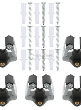5pcs Mop Rack Wall Mounted Shelf Organizer Hook Clips Broom