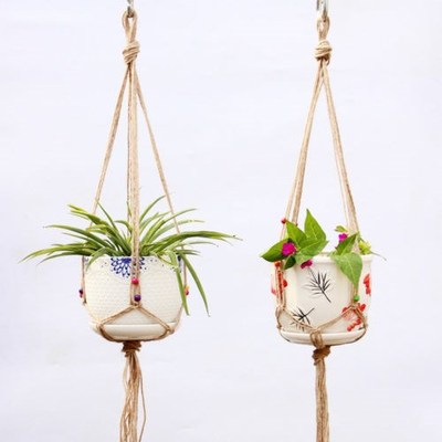 Macrame Plant Hanger Vintage Rope Basket Outdoor Pot Holder