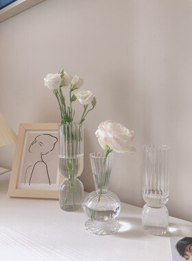 Transparent glass ins style Japanese floret bottle water