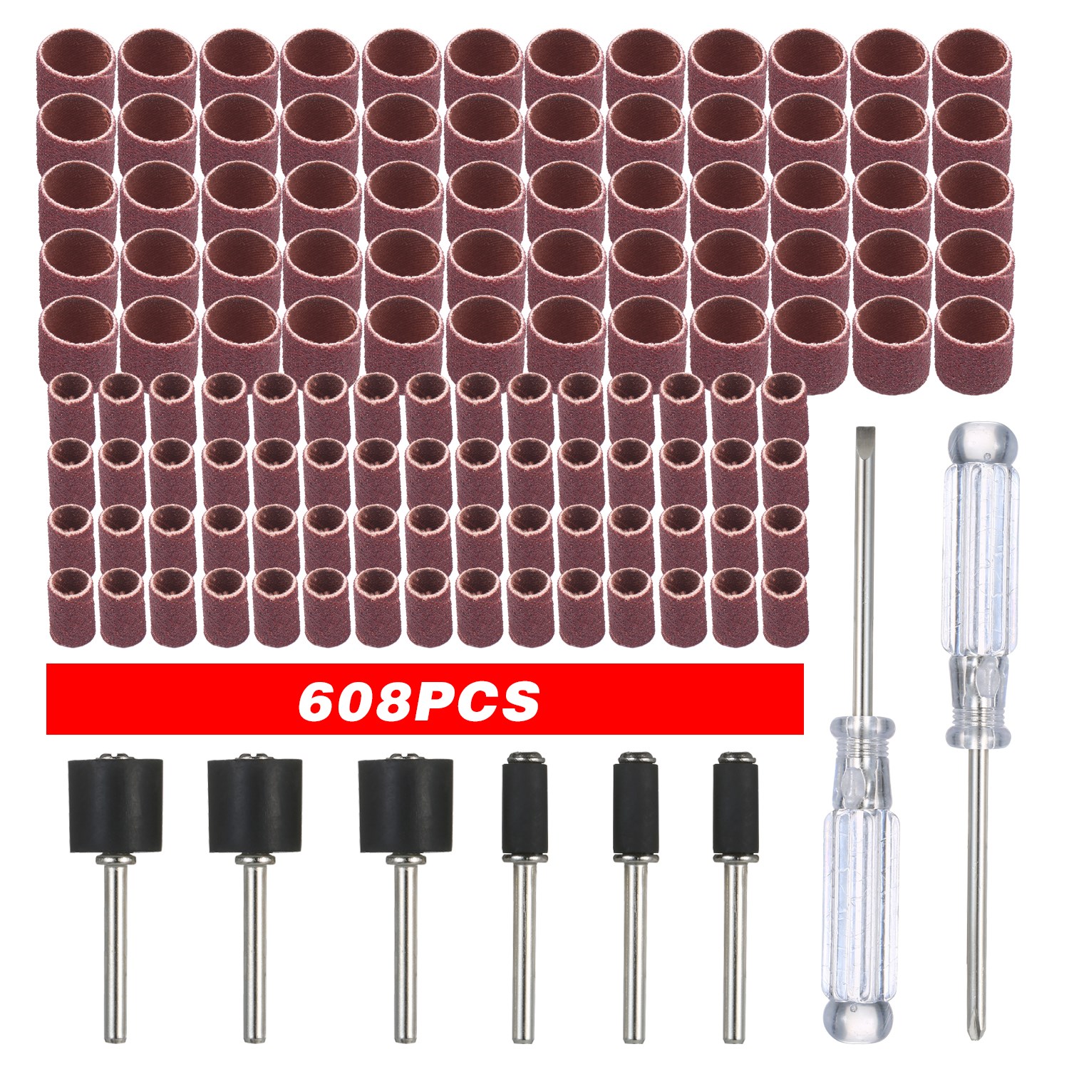 608pcs Screwdrivers Sanding Drum and Sleeve Set Drum Sanding