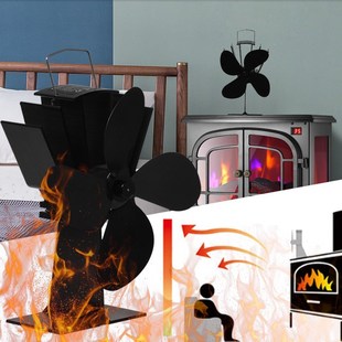 Black Fireplace Powered Blades Stove Heat Log Bur Wood Fan