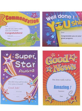 100Pcs A5 Certificate of Commendation Cartoon Letter of Comm
