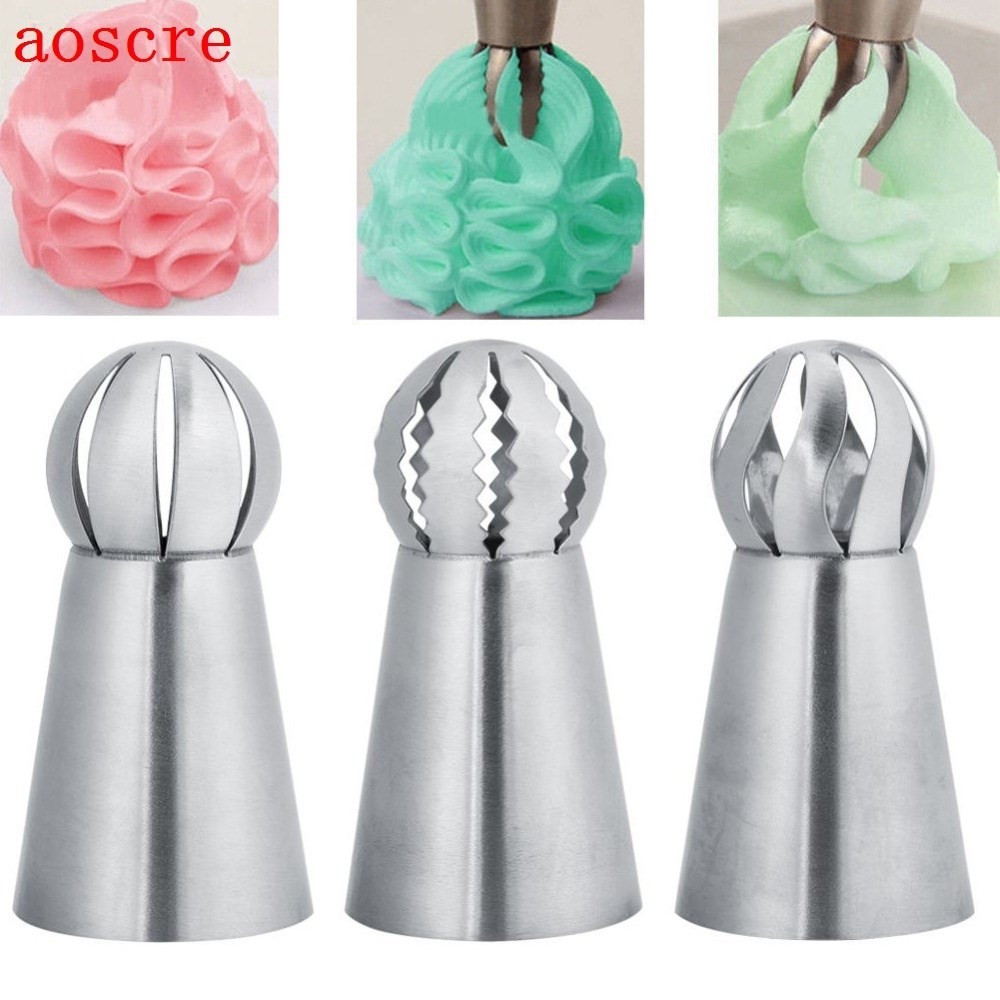 3pcs ball tip Cake Icing Nozzles Piping Tips Lace Mold Pastr