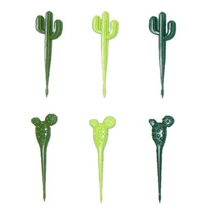 6pcs/pack Plastic Green Cactus Fruit 适用于ks Toothpick Kids