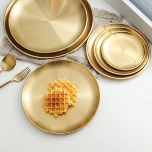 Gold Dining Plate Serving Dishes European Style Dinner Plate