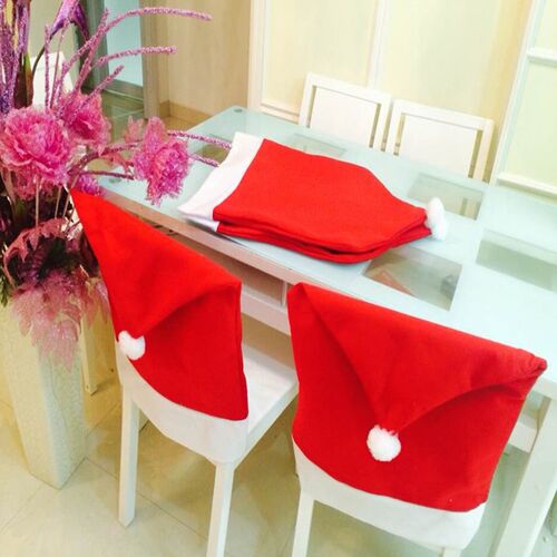 2/4/6pcs Christmas Chair Cover Home  Santa Claus Hat Chair C