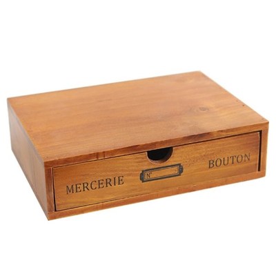 Wooden Retro 1 Layer Drawer Storage Box Vintage Desk Divider