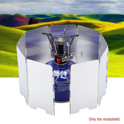 9 Plates Camping Cooker Gas Stove Foldable Windshield Campin
