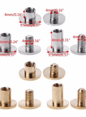 10 Pairs Brass Chicago Screws Posts Belt Button 适用于 Leath
