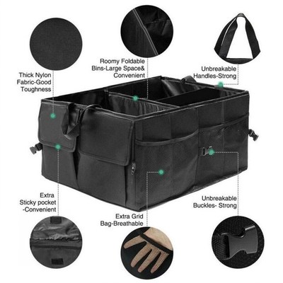 Multipurpose Collapsible Car Trunk Storage Organizer Nonslip