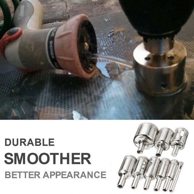 10pcs 6-30mm Diamond Coated Drill Bit Set for Tile Granite M