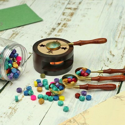 Wooden Wax Seal Stamp Stick Sealing Wax Melting Pot Stove Wa