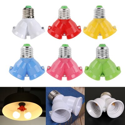 2 In 1 Double E27 Socket Base Extender Splitter Plug Halogen