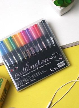 12 Colors Metallic Marker Outline Pen Glitter Colorful DIY A