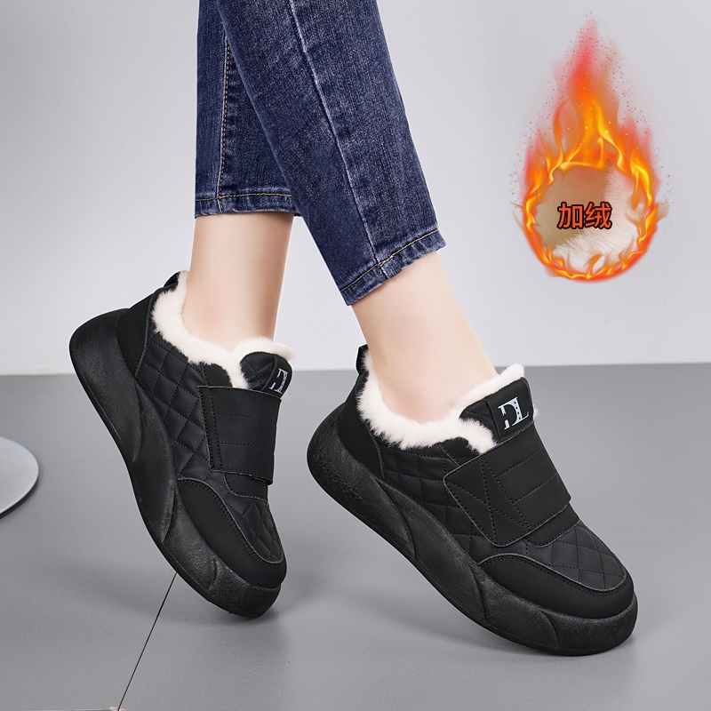 加绒加厚保暖运动鞋女魔术贴棉鞋