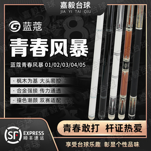 蓝蔻青春风暴台球杆大头九球杆中式黑八桌球二分之一分体球杆礼盒