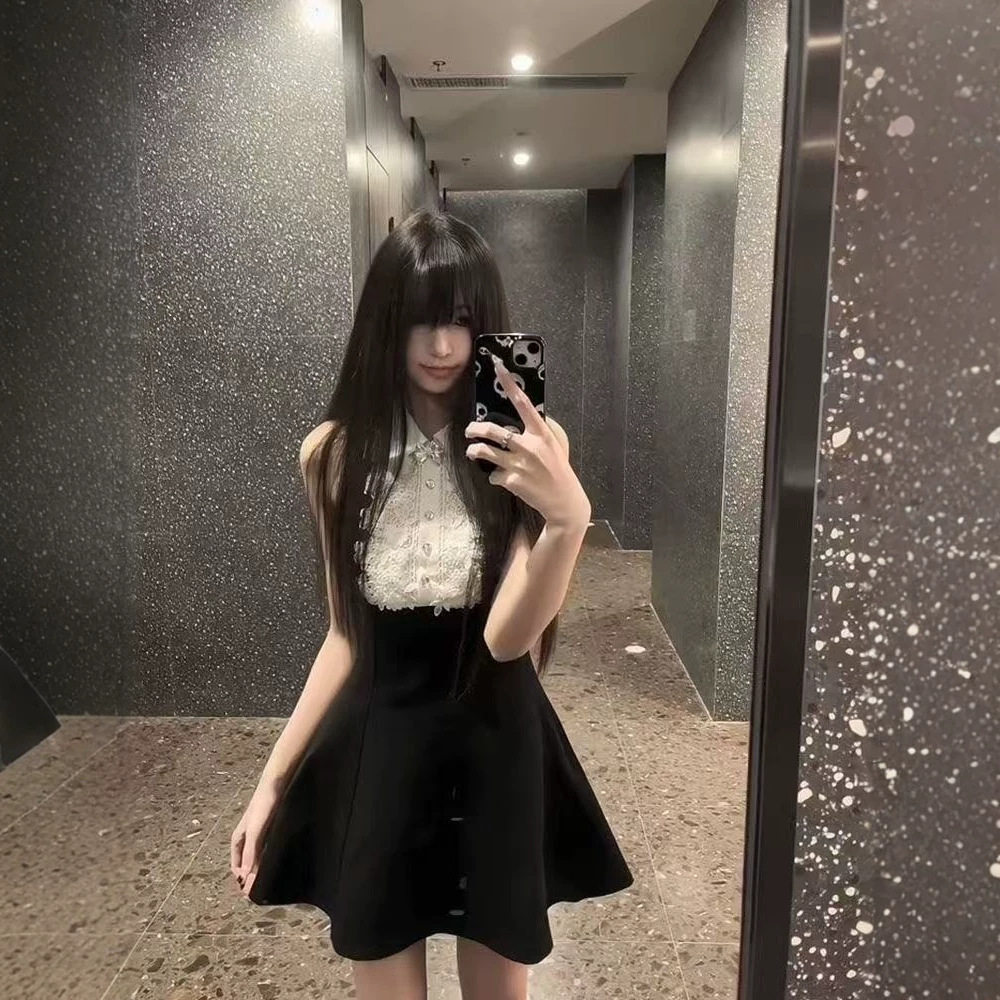 法式矜贵无袖高腰修身蓬蓬裙女