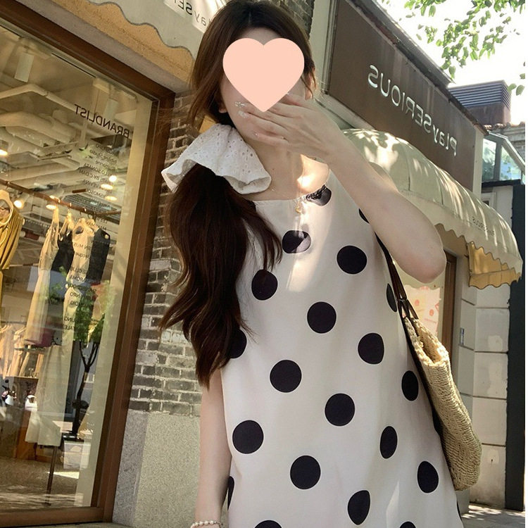 夏季复古波点A字显瘦连衣裙女
